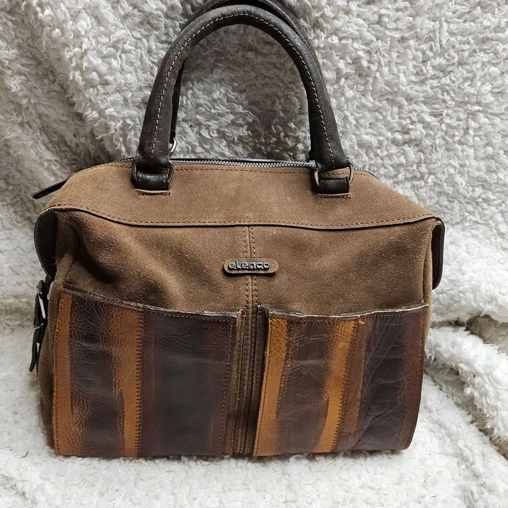 Elenco Portugal Suede Genuine‎ Leather Satchel Dr's Bag Purse
